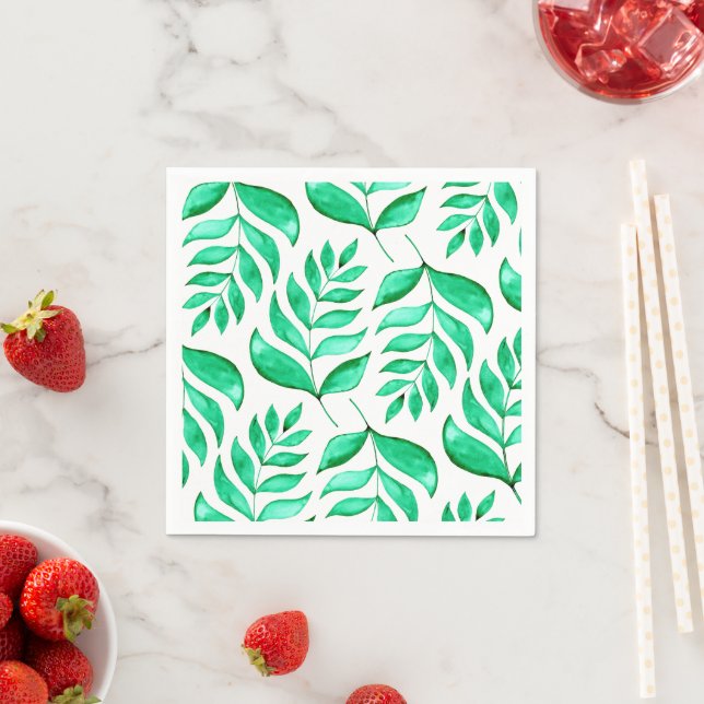Guardanapo De Papel Ramais simples de aquarelas - verdes (Insitu)