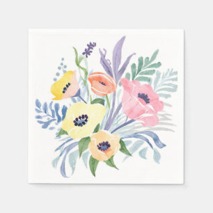 Guardanapo De Papel Ramalhete de Flores de Primavera Aquarela Floral