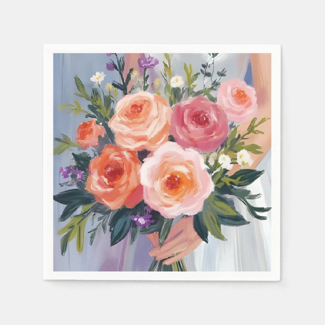 Guardanapo De Papel Ramalhete de Noiva de Flores Silvestres | Floral C (Frente)