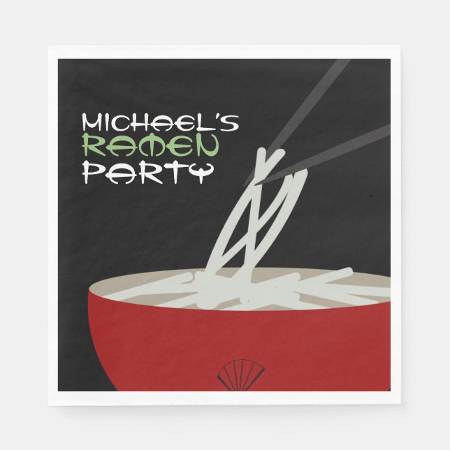 Guardanapo De Papel Ramen Noodles Asian Bowl Party (Frente)