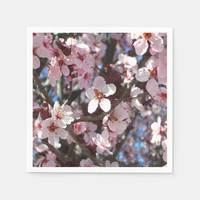 Guardanapo De Papel Ramificação de Brilhos Rosa Primavera Floral (Frente)