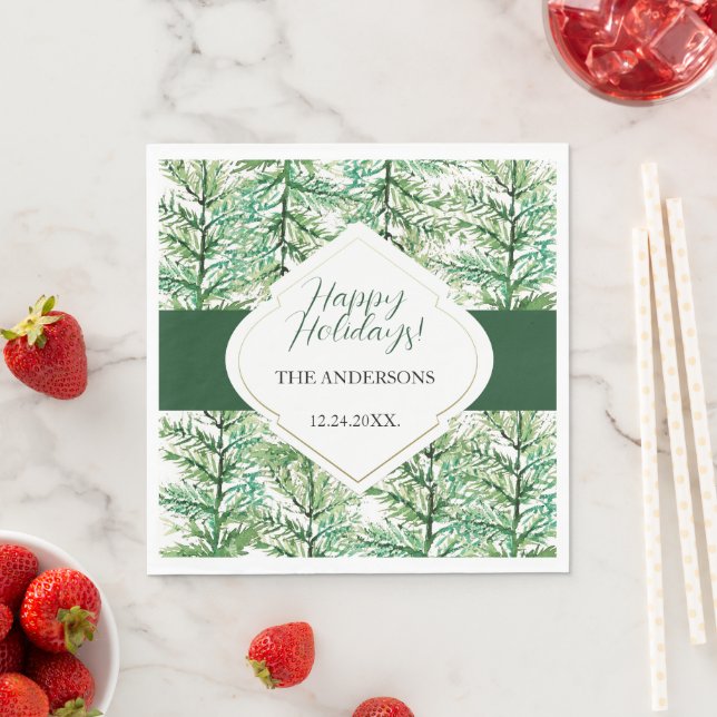 Guardanapo De Papel Ramificação do pinheiro com aquarela artística (Insitu)