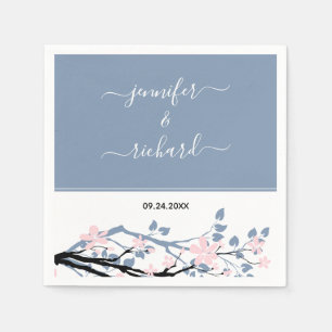 Guardanapo De Papel Ramo azul empoeirado, casamento com flores rosa