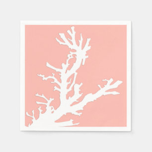 Guardanapo De Papel Ramo coral - branco no rosa coral