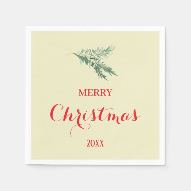 Guardanapo De Papel Ramo de árvore de abetos modernos para o Natal (Frente)