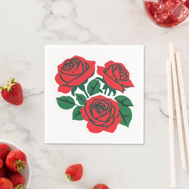 Guardanapo De Papel Ramo de Rosas Vermelhas Casamento Formal (Insitu)