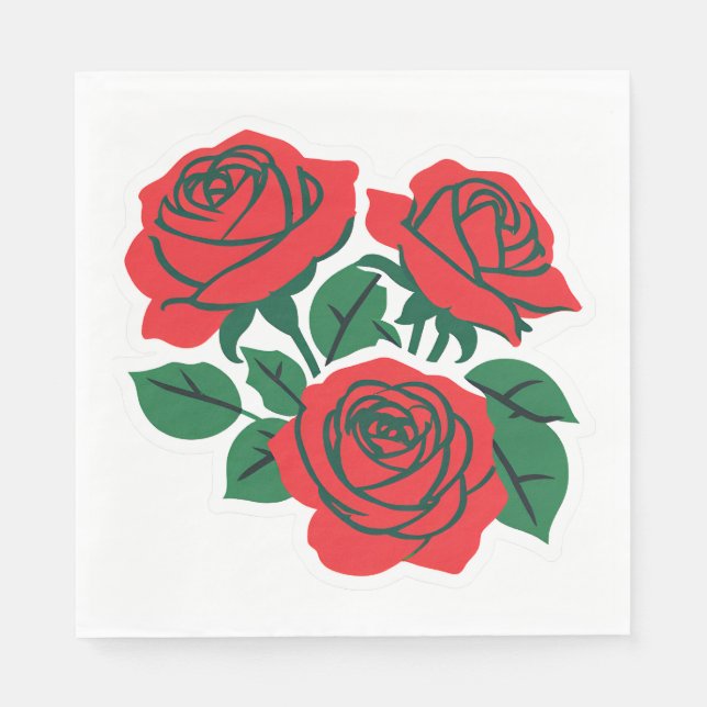 Guardanapo De Papel Ramo de Rosas Vermelhas Casamento Formal (Frente)