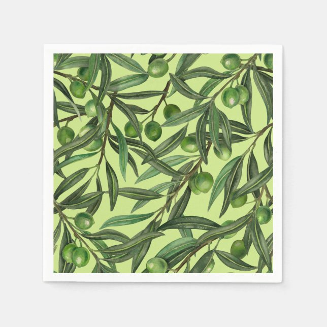 Guardanapo De Papel ramos de oliveira em verde de melada (Frente)