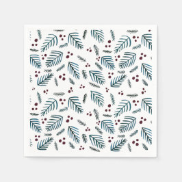 Guardanapo De Papel Ramos e bagas de árvores de Natal - chalé escuro