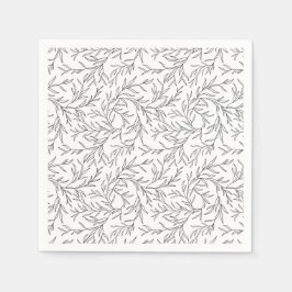 Guardanapo De Papel Ramos lineares graciosos estilizados com folhas