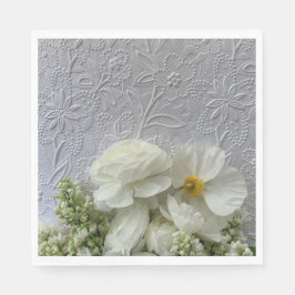 Guardanapo De Papel Ranúculo branco e lilases com espaço de texto wedd