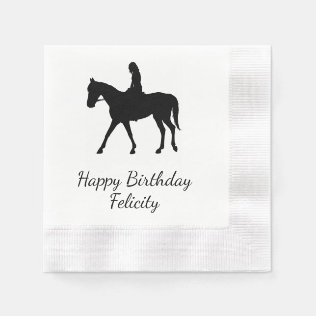 Guardanapo De Papel Rapariga com Cavalo Personalizada (Frente)
