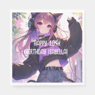 Guardanapo De Papel Rapariga de Animação bonito Personalizada Aniversá