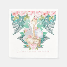 Guardanapo De Papel Rapariga Personalizada Animais da Selva de Anivers