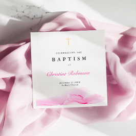 Guardanapo De Papel Rapariga Rosa Ink Christening Baptism Dourado Cros
