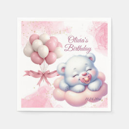 Guardanapo De Papel Rapariga Rosa Rainbow Star Aniversário