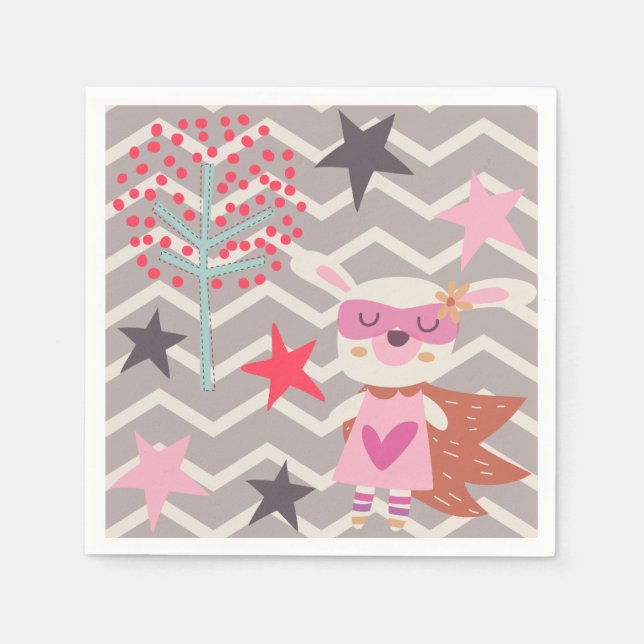 Guardanapo De Papel Rapariga Superherói Bunny (Frente)