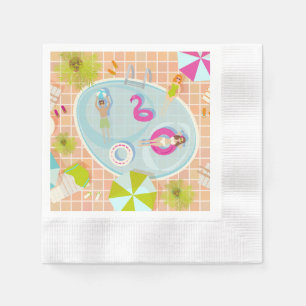 Guardanapo De Papel Raparigas Bikini e caras jogando piscina de nataçã