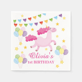 Guardanapo De Papel Raparigas Whimsical Primeiro Feliz Cor-de-Rosa Uni