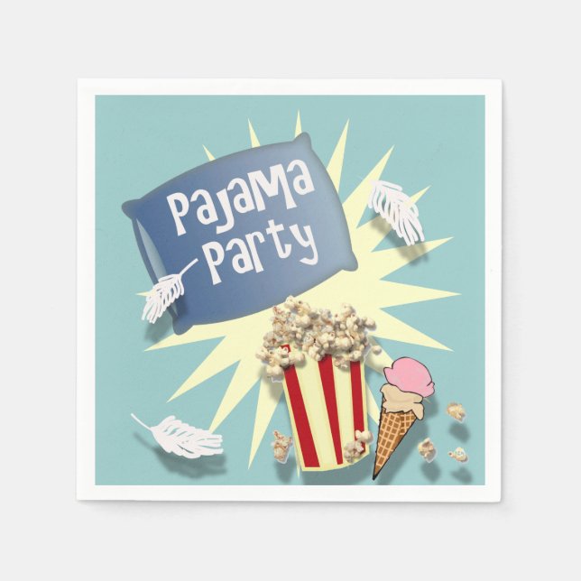Guardanapo De Papel Rapazes Azuis - Sleepover Pajama Party napkin (Frente)