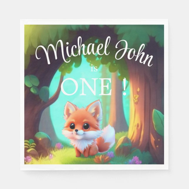 Guardanapo De Papel Raposa-bebê fofa de amigos da floresta (Frente)