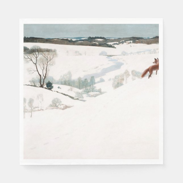 Guardanapo De Papel Raposa na neve, 1935 por Newell Convers Wyeth (Frente)