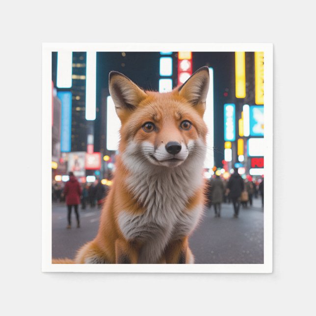 Guardanapo De Papel Raposa na Times Square (Frente)