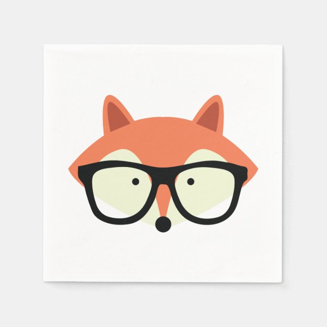 Guardanapo De Papel Raposa Vermelha Hipster Cura (Frente)