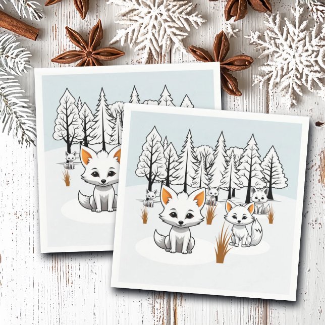 Guardanapo De Papel Raposas do Ártico - Paisagem de inverno (Criador carregado)