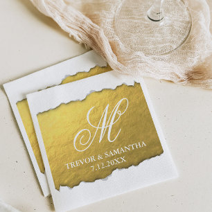 Guardanapo De Papel Rasgado para fora olhe o casamento Dourado do