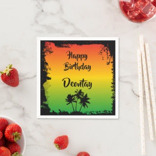 Guardanapo De Papel Rasta Reggae Red Dourado Green Jamaican Aniversári