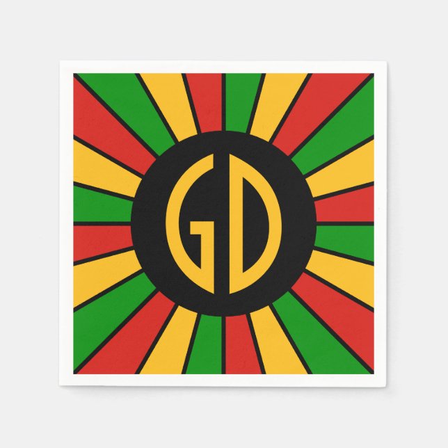 Guardanapo De Papel RASTAFARI FLAG BOTON RAYS + seu sinal ou monograma (Frente)
