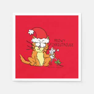 Guardanapo De Papel Rato Gato de Cartografia de Natal Engraçado