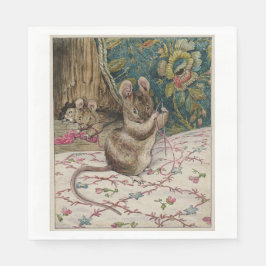 Guardanapo De Papel Ratos no trabalho roscando a Agulha (Beatrix Potte