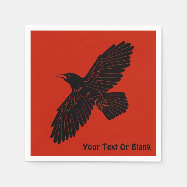 Guardanapo De Papel Raven Em Vermelho (Frente)