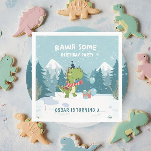 Guardanapo De Papel RAWR-Some Dino Winter Festa de aniversário
