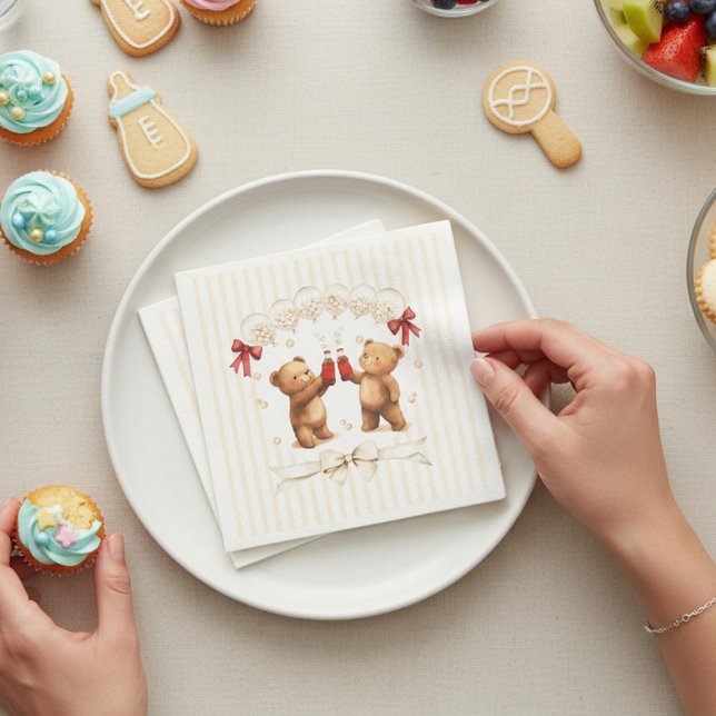 Guardanapo De Papel Ready to Pop Teddy Bears Baby Shower Napkins (Criador carregado)