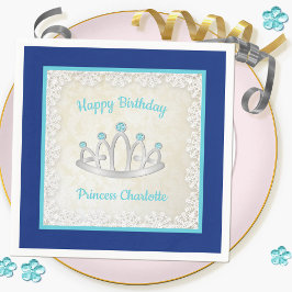 Guardanapo De Papel Real Blue Princess Tiara Birthday Paper Napkin