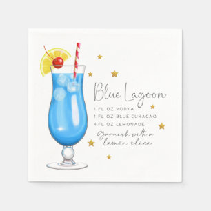 Guardanapo De Papel Receita de Coquetel Blue Lagoon