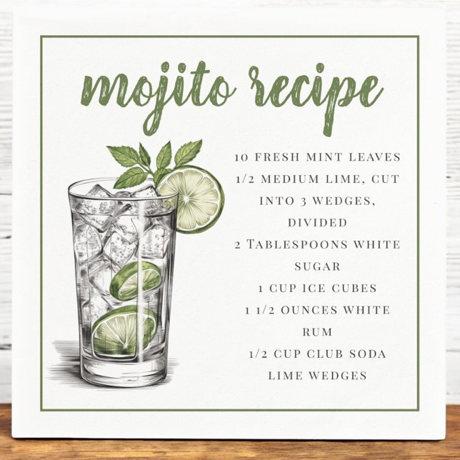 Guardanapo De Papel Receita de Coquetel de Mojito / Festa de Verão (Criador carregado)