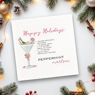 Guardanapo De Papel Receita do Cocktail Martini Peppermint de Natal