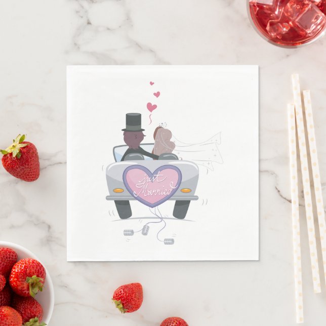 Guardanapo De Papel Recém-Casados Dirigindo-se Embora (Insitu)