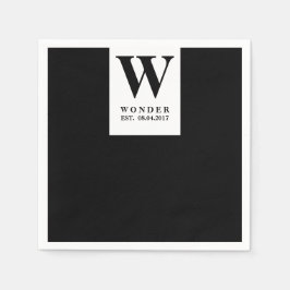 Guardanapo De Papel Recém Casados Monograma preto minimalista Casament