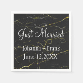 Guardanapo De Papel Recem casados preto e bom mármore
