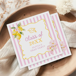 Guardanapo De Papel Recém-Formado Listras Rosa Limão Formatura