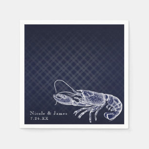 Guardanapo De Papel Recepção Chic Azul Elegante Marinho de Lagosta Vin