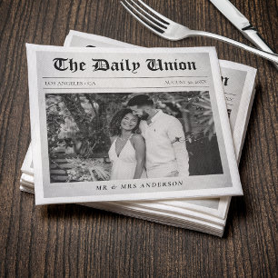 Guardanapo De Papel Recepção de Casamento Artigo de Jornal