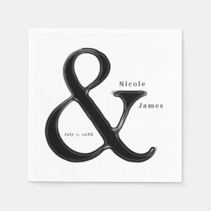 Guardanapo De Papel Recepção de Casamento Black & White Ampersand Chic