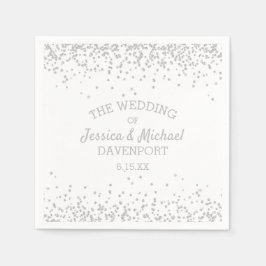Guardanapo De Papel Recepção de Casamento Branca e Prata Elegante com 