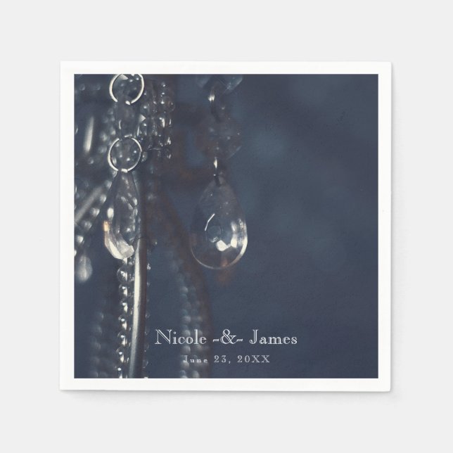 Guardanapo De Papel Recepção de casamento Chic Elegante de Cristal Azu (Frente)